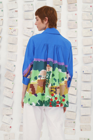 Baumwollbluse mit Aari-Stickerei