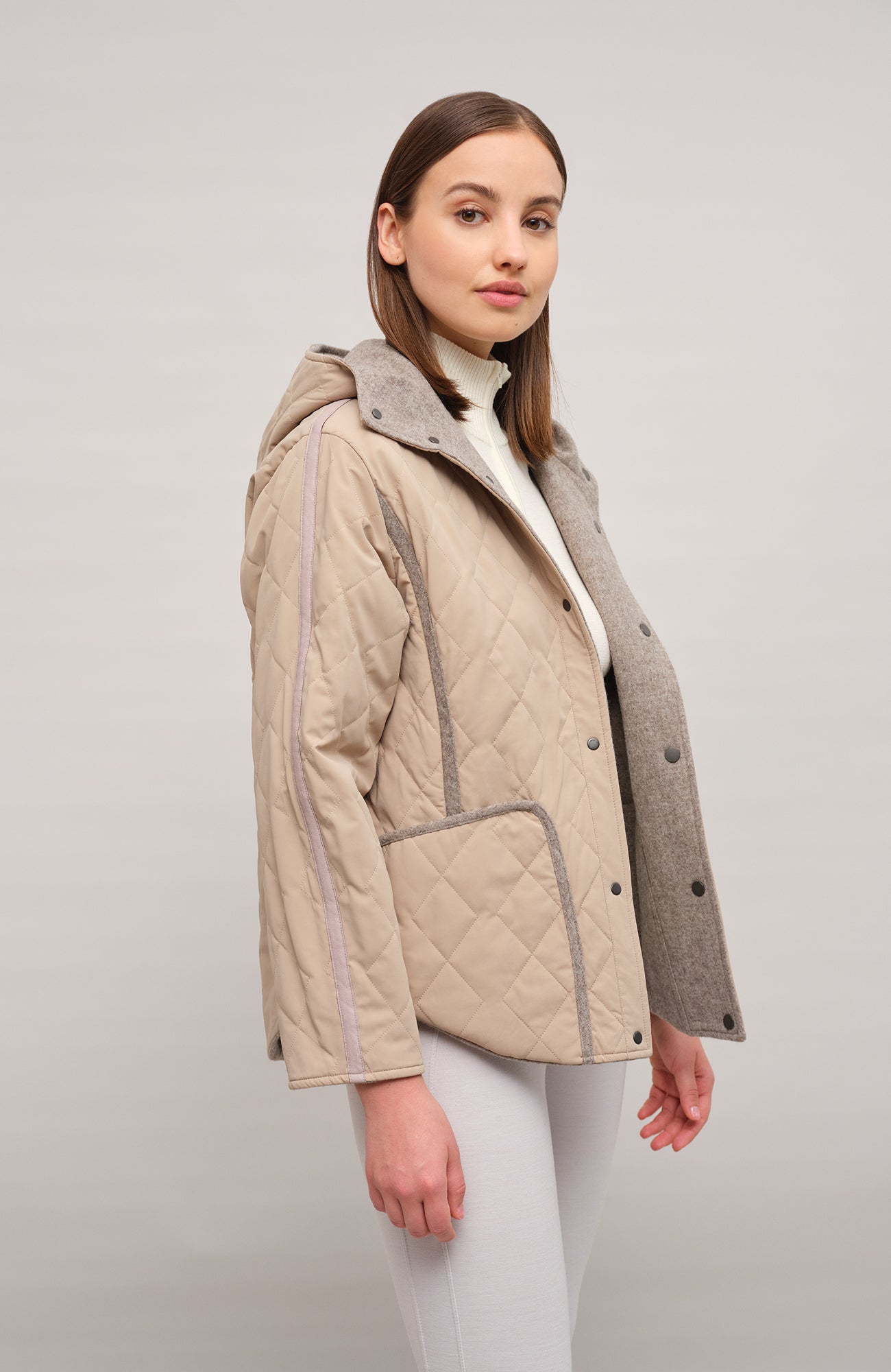 Veste à capuche en loden et matelassée - Joelle