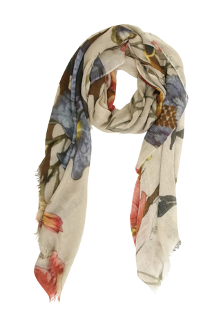 Cashmere Scarf with Floral Pattern - 622680