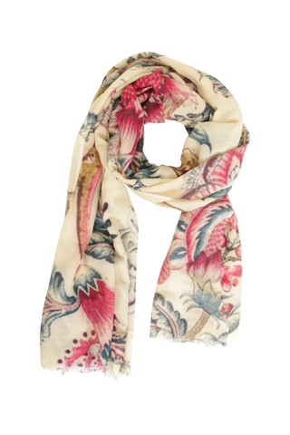 Cashmere Scarf with Floral Pattern - 622688S