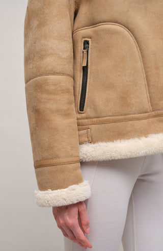 Veste motard en peau de mouton - Norah-MV