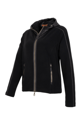Damenjacke von Frauenschuh, Modell Rania-BF- schwarz – Seitenansicht leichte Jacke für Frühling und Sommer, stilvoll und funktional für Alltag und Freizeit.