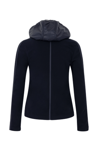 Damenjacke von Frauenschuh, Modell Rania-BF 163-0 in Midnight Blau –  Rückansicht, leichte Jacke für Frühling und Sommer, stilvoll und funktional für Alltag und Freizeit.