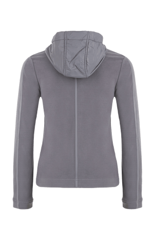 Damenjacke von Frauenschuh, Modell Rania-BF- cement-grau –  Rückansicht, leichte Jacke für Frühling und Sommer, stilvoll und funktional für Alltag und Freizeit.