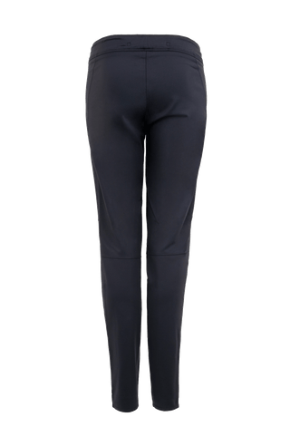 Rückansicht der Damen-Stretchhose Clio-NP in Dunkelblau (Farbe 1630 Midnight) – sportliche Freizeithose mit elastischem Bund und schmaler Passform, aus weichem Stretchmaterial von Frauenschuh, ideal für entspannte Freizeitlooks und Komfort im Frühling und Sommer