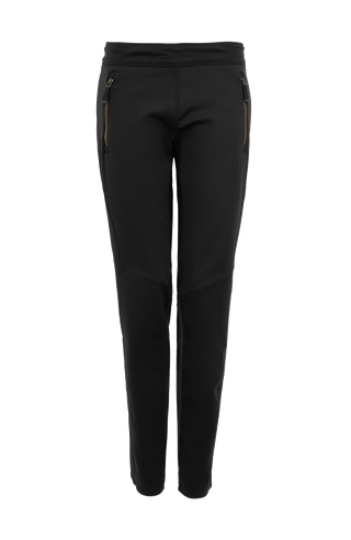 Vorderansicht der Damen-Stretchhose Clio-NP (Artikel 830509) in Schwarz (Farbe 01-0 Black) von Frauenschuh – sportlich-bequeme Hose aus elastischem, weichem Material mit schmaler Passform, ideal für Frühling und Sommer, perfekt für Freizeit, Sport oder Homewear-Looks