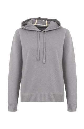 Cashmere Pullover mit Kapuze hellgrau von vorne
