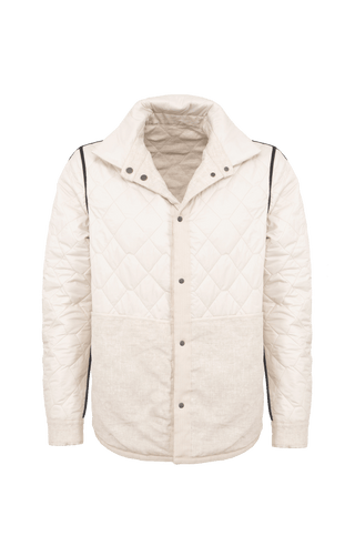 hellbeige Herren Leinen-Quilt Jacke gewendet