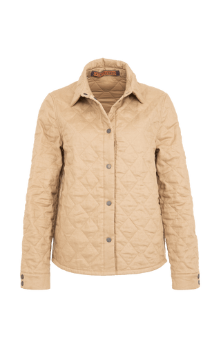 Outdoor-Hemdjacke aus Italian Quilt mit Leinen außen und wattiertem Quilt innen, wendbar für zwei unterschiedliche Looks. Leichtes, wärmendes Material mit Rhombensteppung und sportiver Optik auf der Quilt-Seite. Mit Metalldruckknöpfen, großzügigen Seitentaschen sowie Ripsband-Details an Knopfleiste, Seitennähten und innerem Ärmelverlauf. Ärmelbündchen mit je zwei Druckknöpfen. Leicht und wärmend zugleich.
