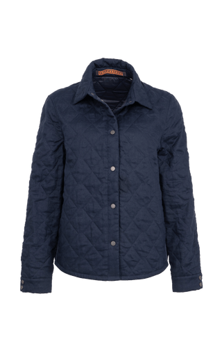 Outdoor-Hemdjacke aus Italian Quilt mit Leinen außen und wattiertem Quilt innen, wendbar für zwei unterschiedliche Looks. Leichtes, wärmendes Material mit Rhombensteppung und sportiver Optik auf der Quilt-Seite. Mit Metalldruckknöpfen, großzügigen Seitentaschen sowie Ripsband-Details an Knopfleiste, Seitennähten und innerem Ärmelverlauf. Ärmelbündchen mit je zwei Druckknöpfen. Leicht und wärmend zugleich.