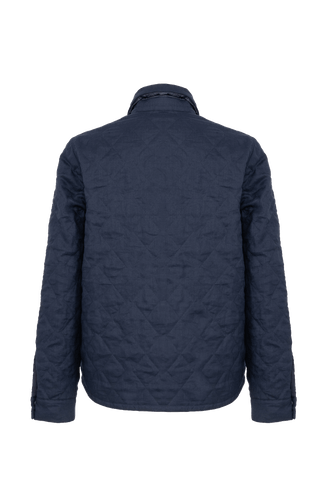 Outdoor-Hemdjacke aus Italian Quilt mit Leinen außen und wattiertem Quilt innen, wendbar für zwei unterschiedliche Looks. Leichtes, wärmendes Material mit Rhombensteppung und sportiver Optik auf der Quilt-Seite. Mit Metalldruckknöpfen, großzügigen Seitentaschen sowie Ripsband-Details an Knopfleiste, Seitennähten und innerem Ärmelverlauf. Ärmelbündchen mit je zwei Druckknöpfen. Leicht und wärmend zugleich.