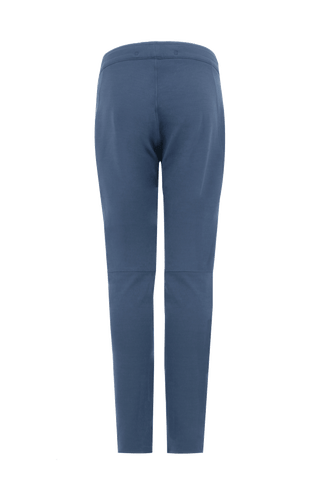Rückansicht der Herren-Sporthose COLLIN-PSW in Denim von Frauenschuh – Slim Fit Funktionshose mit Reißverschlusstaschen, ideal für Outdoor, Training oder Freizeit