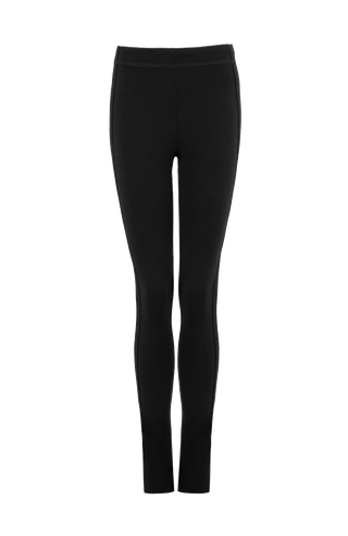 Frauenschuh Daphne PSW Funktionsleggings für Damen in Schwarz (01-0), Winterleggings aus elastischem, atmungsaktivem Material, Vorderansicht. Perfekt für Herbst und Winter, bietet hohe Bewegungsfreiheit und Komfort bei Outdoor-Aktivitäten und Fitness. Modischer Schnitt mit elastischem Bund und praktischen Taschen für einen sportlichen, modernen Look