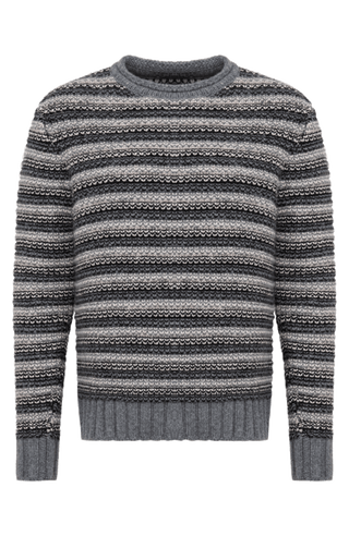 Herren Kaschmirpullover Modell 717541 Simon-CWS in multigrau – Vorderansicht, klassischer Rundhalsausschnitt, feine Strickqualität.