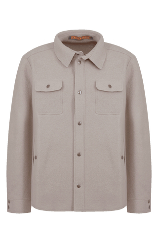 Herren Walkjacke im Holzfäller-Stil Valentin-CW (Modell 003129) in Farbe cashmere Vorderansichtt– FRAUENSCHUH Kitzbühel, made in Austria