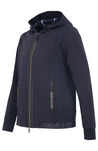 Herrenjacke FreddyMulti in midnight mit Kapuze aus innovativem Materialmix aus Natural Powerstretch und elastischer Baumwolle. Besonders weich und angenehm zu tragen, mit optimaler Bewegungsfreiheit und gutem Sitz. Hochwertige Alcantara-Details an Reißverschluss und Saum, zwei Eingrifftaschen sowie Zwei-Wege-Frontzip. Vielseitig kombinierbar für sportliche und urbane Looks.
