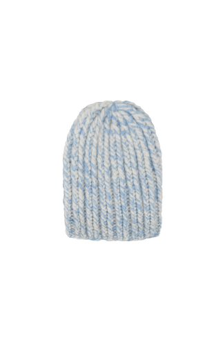 KathiMulti Bi-Color Strickmütze aus Kaschmir. Weich wie Seide, handgestrickt mit klassischem Mützen-Rippstrick. Multi-Color-Optik. Liegt angenehm auf der Haut, juckt nicht und schenkt Wärme. In der Farbe Hellblau (Farbe: sky)