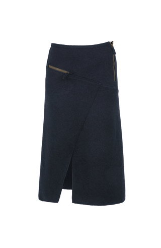Knielanger Damen Walkrock midnight von vorne