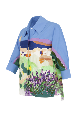 Baumwollbluse mit Aari-Stickerei