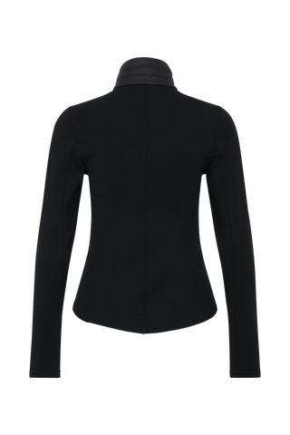 Sportjacke aus Wool Powerstretch in der Farbe Black (Modell 562624_Jana-PSW), Rueckansicht – figurbetonte Passform, durchgehender Reißverschluss und hoher Kragen