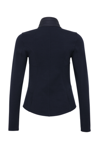 Sportjacke aus Wool Powerstretch in der Farbe Midnight (Modell 562624_Jana-PSW), Rueckansicht– figurbetonte Passform, durchgehender Reißverschluss und hoher Kragen