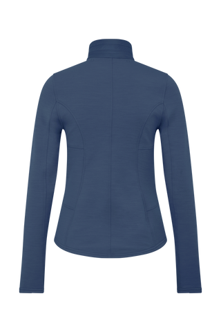 Sportjacke aus Wool Powerstretch in der Farbe Alaska blue (Modell 562624_Jana-PSW), Rueckansicht – figurbetonte Passform, durchgehender Reißverschluss und hoher Kragen