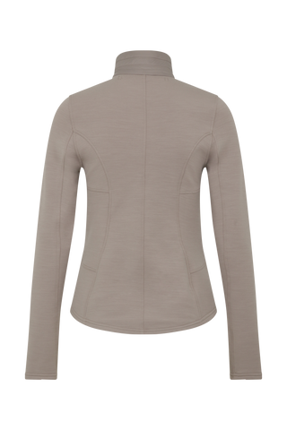 Sportjacke aus Wool Powerstretch in der Farbe Cashmere (Modell 562624_Jana-PSW), Rueckansicht– figurbetonte Passform, durchgehender Reißverschluss und hoher Kragen