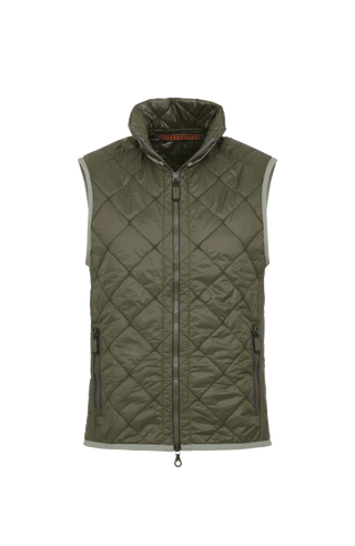 Steppweste für Herren, Modell 251614 Henri-QL, Farbe 849 Ivy, Vorderansicht – zeigt das Frontdesign, den Reißverschluss und die Passform der Weste.