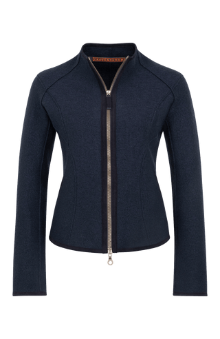 Taillierte Walkjacke für Damen, Modell 638129 Joy-CW, Farbe Midnight (1630), Vorderansicht, Made in Austria