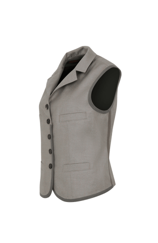 Weste Anya von Frauenschuh aus hochwertigem Jägerleinen in alpinem Design mit natürlicher Struktur, leichter Baumwoll-Leinen-Qualität und elegantem, modernem Look.