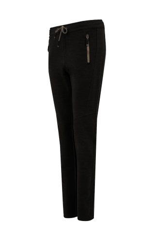 Damen-Freizeithose Clio-PSW aus Wool Powerstretch, lockere Passform, Softstretch-Bund, seitliche Reißverschlusstaschen, formschöne Nähte, wärmend und atmungsaktiv. In der Farbe Schwarz (Farbe: black)