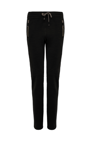 Damen-Freizeithose Clio-PSW aus Wool Powerstretch, lockere Passform, Softstretch-Bund, seitliche Reißverschlusstaschen, formschöne Nähte, wärmend und atmungsaktiv. In der Farbe Schwarz (Farbe: black)