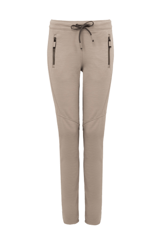 Damen-Freizeithose Clio-PSW aus Wool Powerstretch, lockere Passform, Softstretch-Bund, seitliche Reißverschlusstaschen, formschöne Nähte, wärmend und atmungsaktiv. In der Farbe Hellbraun (Farbe: cashmere)