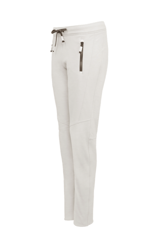 Damen-Freizeithose Clio-PSW aus Wool Powerstretch, lockere Passform, Softstretch-Bund, seitliche Reißverschlusstaschen, formschöne Nähte, wärmend und atmungsaktiv. In der Farbe Weiß-Grau (Farbe: glacier)