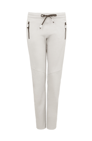 Damen-Freizeithose Clio-PSW aus Wool Powerstretch, lockere Passform, Softstretch-Bund, seitliche Reißverschlusstaschen, formschöne Nähte, wärmend und atmungsaktiv. In der Farbe Weiß-Grau (Farbe: glacier)