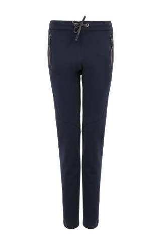 Damen-Freizeithose Clio-PSW aus Wool Powerstretch, lockere Passform, Softstretch-Bund, seitliche Reißverschlusstaschen, schmal zulaufendes Bein, atmungsaktiv und wärmend. In der Farbe Dunkelblau (Farbe: midnight)