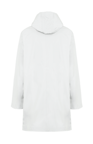 Damen-Funktionsmantel aus atmungsaktivem, wind- und wasserfestem 3-Layer-Material mit geradem Schnitt, verborgenem Reißverschluss mit Druckknopfleiste, zwei Seitentaschen und zwei Innentaschen. Oversize Schnitt für eine locker fallende Passform. Wählen Sie Ihre gewöhnliche Größe. In der Farbe Weiß (Farbe: glacier)
