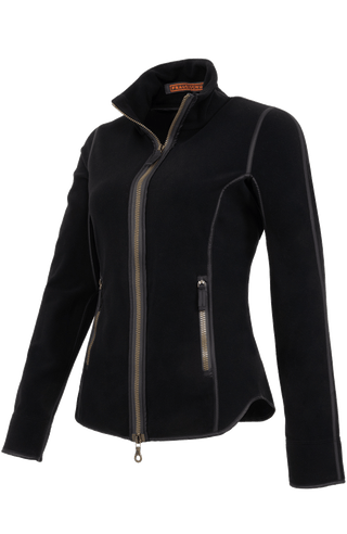 Klassische Frauenschuh-Jacke aus biologisch abbaubarem Microfleece. Enganliegend und feminin geschnitten mit abgerundetem Saum, Zwei-Wege-Zipper und seitlichen Taschen mit Zip. Das Material hält warm, ist komfortabel, leicht zu pflegen und nachhaltig. Farbe Schwarz (Farbe: black).