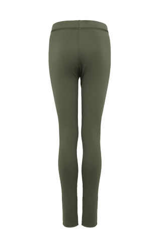 Damen-Legging Daphne-NP aus Natural Powerstretch mit glatter, glänzender Oberfläche, schmale Passform, taillenhoher Bund, sehr bequem durch eingearbeiteten Gummibund. In der Farbe Olivgrün (Farbe: olivine)