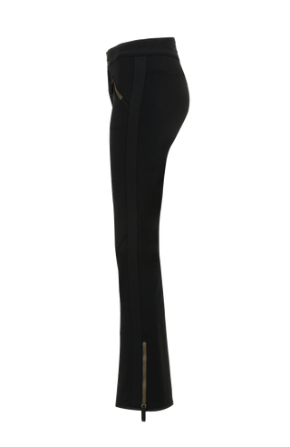 Sportliche Softshell-Skihose Christie-S, figurbetonter Schnitt mit höher geschnittenem Bund im Rücken, spezielle Sicherheitsdruckknöpfe, zwei Eingriffstaschen mit Reißverschluss, Zipper am Beinsaum, elastischer Schneefang, Kantenschutz aus Alcantara und leicht aufgeraute Innenseite für weichen Tragekomfort. Ergonomisches Knie für maximale Bewegungsfreiheit. GRÖßENHINWEIS: Figurbetonte Passform, wählen Sie Ihre gewohnte Größe. In der Farbe Schwarz (Farbe: black)