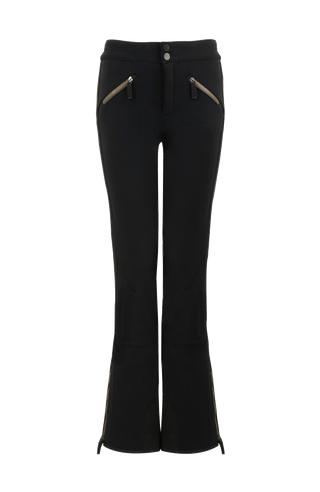 Sportliche Softshell-Skihose Christie-S, figurbetonter Schnitt mit höher geschnittenem Bund im Rücken, spezielle Sicherheitsdruckknöpfe, zwei Eingriffstaschen mit Reißverschluss, Zipper am Beinsaum, elastischer Schneefang, Kantenschutz aus Alcantara und leicht aufgeraute Innenseite für weichen Tragekomfort. Ergonomisches Knie für maximale Bewegungsfreiheit. GRÖßENHINWEIS: Figurbetonte Passform, wählen Sie Ihre gewohnte Größe. In der Farbe Schwarz (Farbe: black)