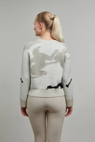 Rundhalsausschnitt Strickpullover mit Skifahrer Motiv - Ramona-ME