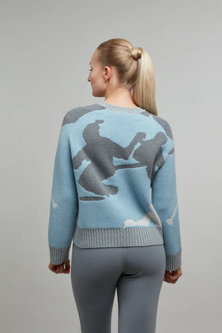 Rundhalsausschnitt Strickpullover mit Skifahrer Motiv - Ramona-ME