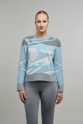 Rundhalsausschnitt Strickpullover mit Skifahrer Motiv - Ramona-ME
