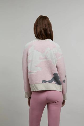 Rundhalsausschnitt Strickpullover mit Skifahrer Motiv - Ramona-ME