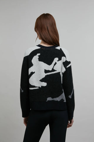 Rundhalsausschnitt Strickpullover mit Skifahrer Motiv - Ramona-ME