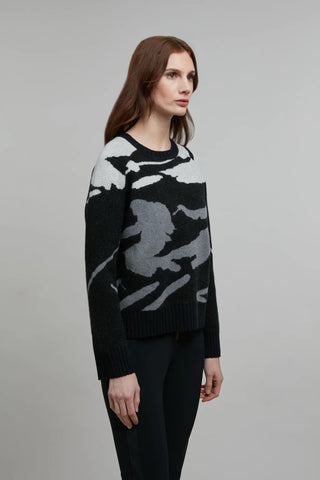 Rundhalsausschnitt Strickpullover mit Skifahrer Motiv - Ramona-ME