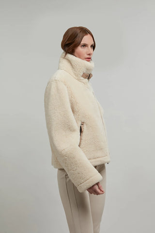 Lammfelljacke im Bikerstil - Jolina-MV
