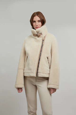 Lammfelljacke im Bikerstil - Jolina-MV