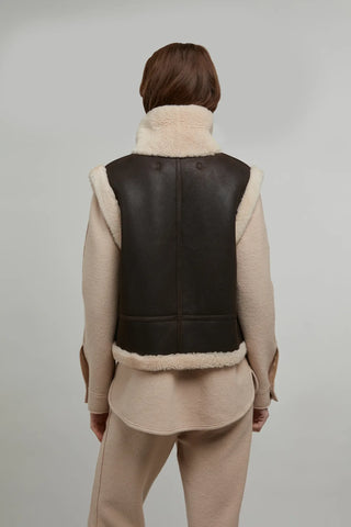 Shearling Vest in Biker Style – Svenja 